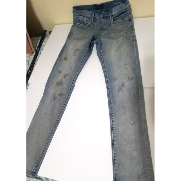 Purple Brand Jeans P001 26 31 Skinny Faded Denim Blue Jeans Hand Wash Distress